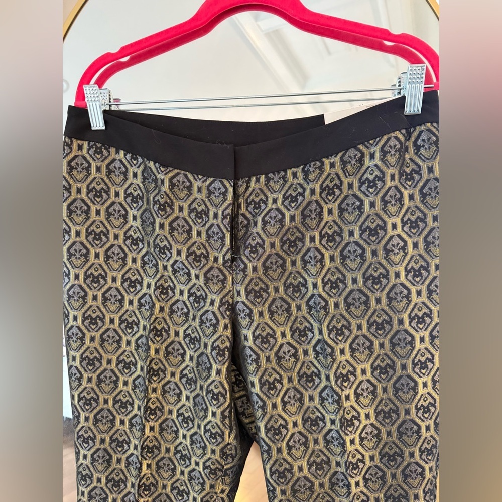 Worthington Women’s  Geometric Pants - Black and Gold New w Tag Soze 10